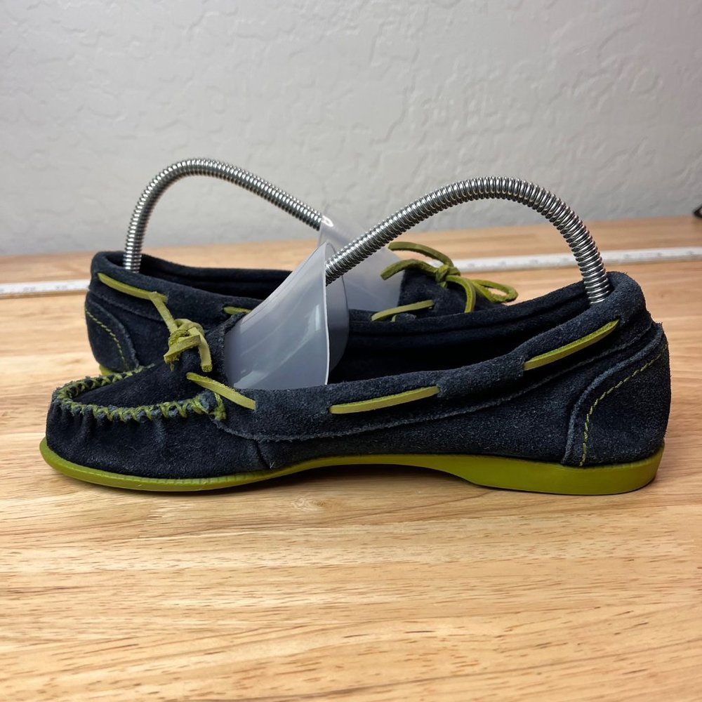 MINNETONKA Blue Leather boat Laced Moccasin Driving Mocs  Flats 8 - Picture 5 of 15